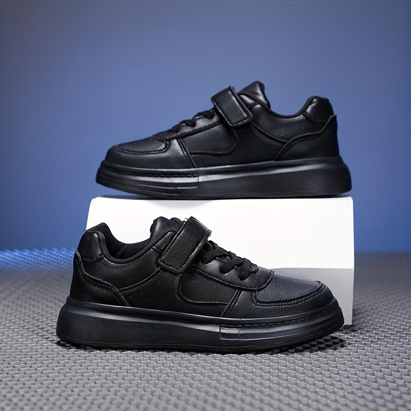 (New)Boys' Casual Sneakers, Summer New Outdoor Fashion Three-Color Leather Convenient Velcro Campus Performance White Shoes, Medium and Large Boys' and Girls' Black and White Sneakers Sizes 28-40(Gift)11