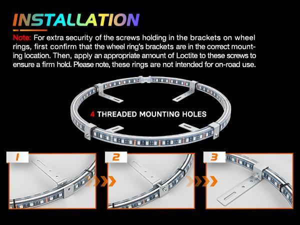 Nilight 4PCS 15.5inch Double Row Wheel Ring Lights Dream Color with APP and Remote Control Neon Lights w/Turn Signal and Braking Function Dual Row for Car Van SUV Truck