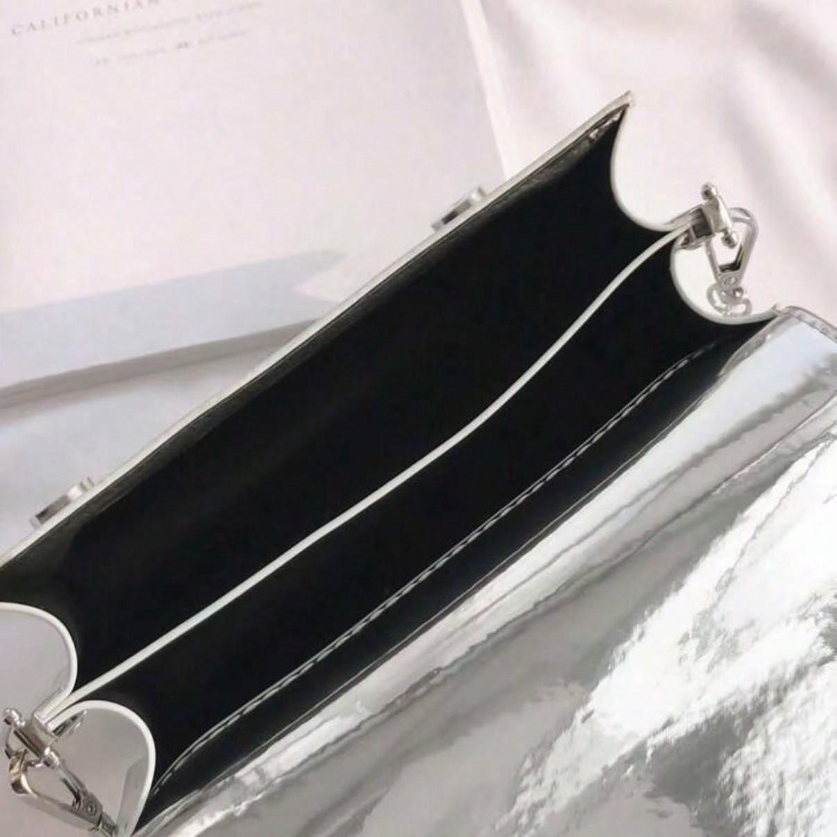 Lightweight Casual Mini Metallic Letter Graphic Flap Square Shoulder Bag for Women, Cute Crossbody Bags Wallets Work Bags Trending Purses for 2026 Everyday Handbag for Commuting, Traveling, Shopping