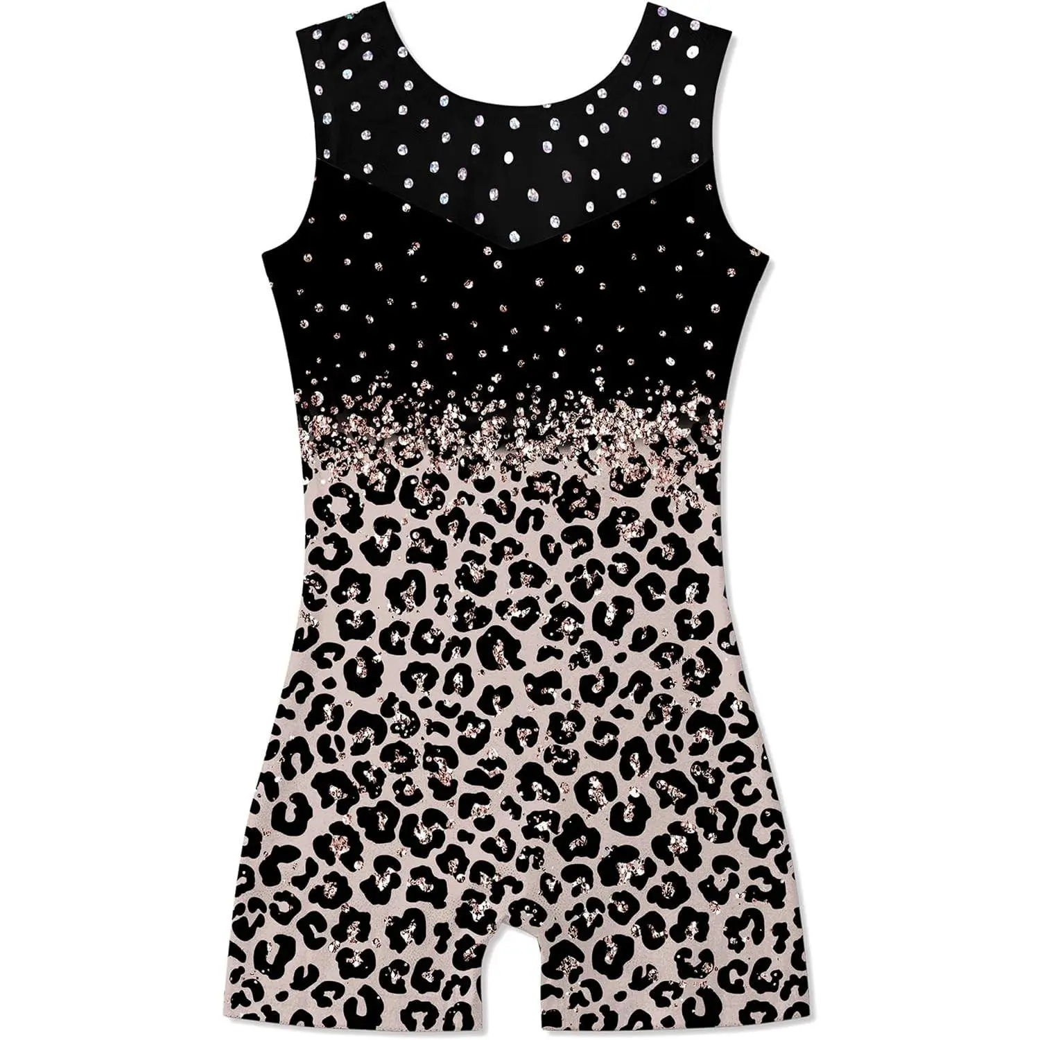 Girls Gymnastics Leotards Sequin Mesh Spliced Unitards 2-10Y Toddler Breathable Quick Dry Stretch Fabric Ballet Biketard with Shorts Sparkly Shiny Tumbling Outfits for Daily Wear Dance ClassGift