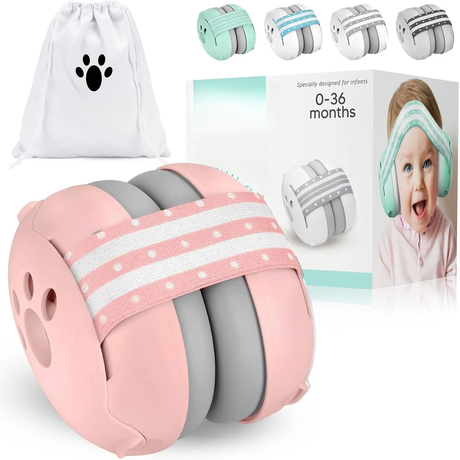 Baby Noise Protection Ear Muffs - 25dB Noise Cancelling Unisex Headphones, Infant & Toddler Ear Protectors for 0-36 Months Airplane Travel Essentials