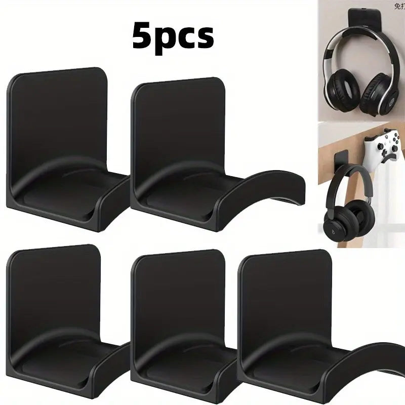 5-Piece Multi-Functional Headphone Stand Set, Sticky Adhesive Game Earphone Hook, Desk Mount, Wall-Mounted Without Drilling, Installation, Hangable