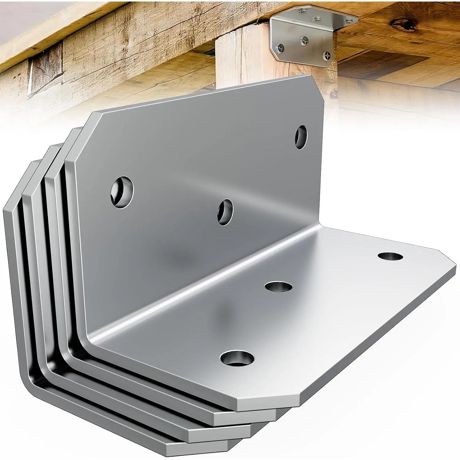 4"x2" Steel L Brackets,Corner Braces for  Furniture | 4-Pack, Heavy Duty Steel Brackets, Rust Resistant Coating, 300 Lbs Load, Reinforce Frames, Fences & Railings