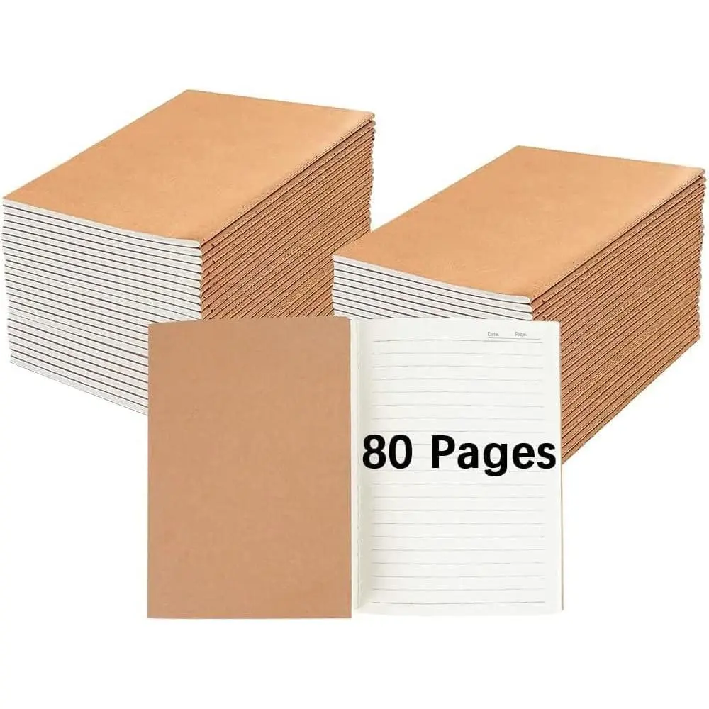 30 Pack  Notebooks Bulk 80 Pages A5 Lined Journals Brown Journal Notebooks Sewn Binding Journals in Bulk for Writing Notes Office Supplies