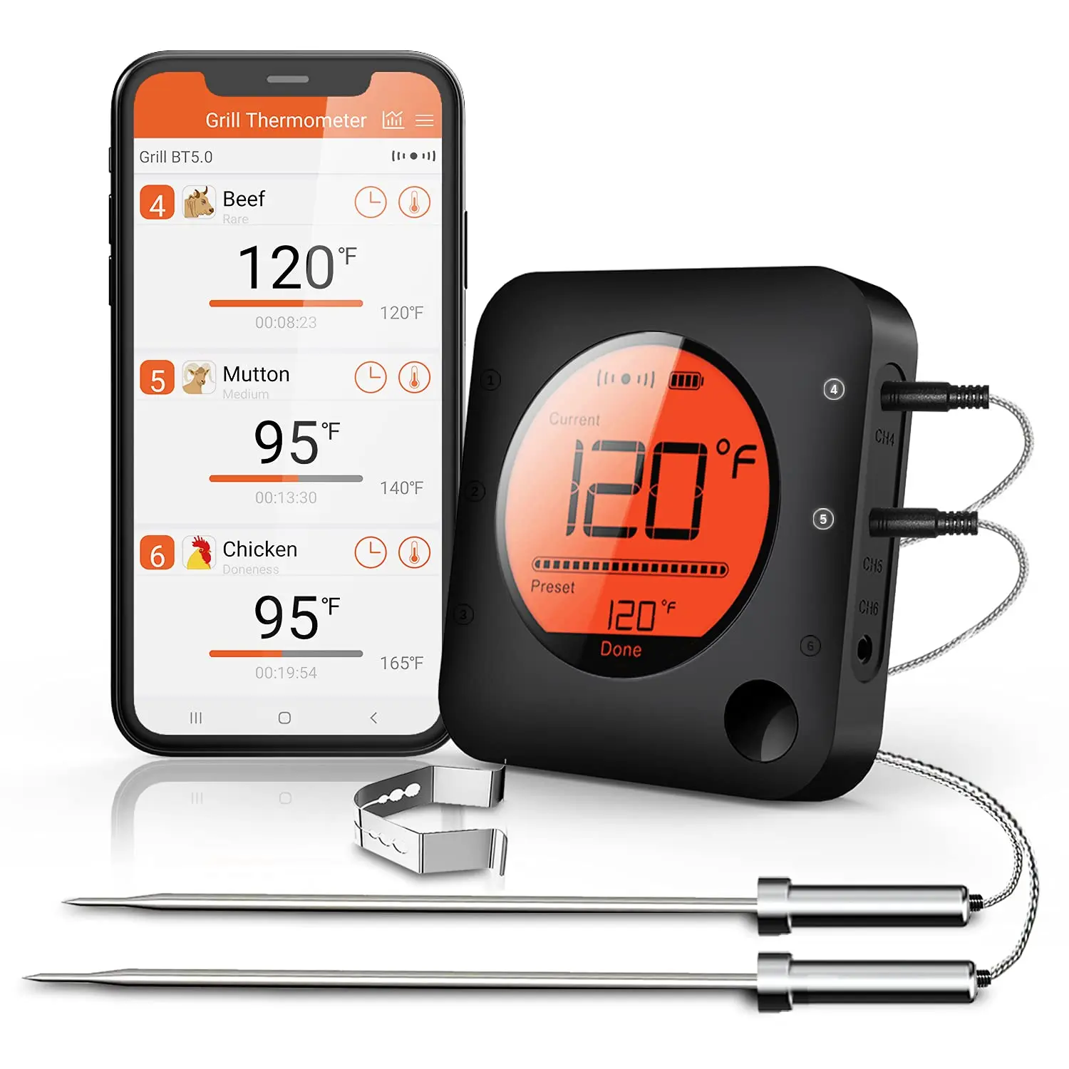 Meat Thermometer  , LCD Digital Meat Thermometer with  Probe,  Remote BBQ Thermometer for  Kitchen Cooking Grill Thermometer for Grilling BBQ Oven