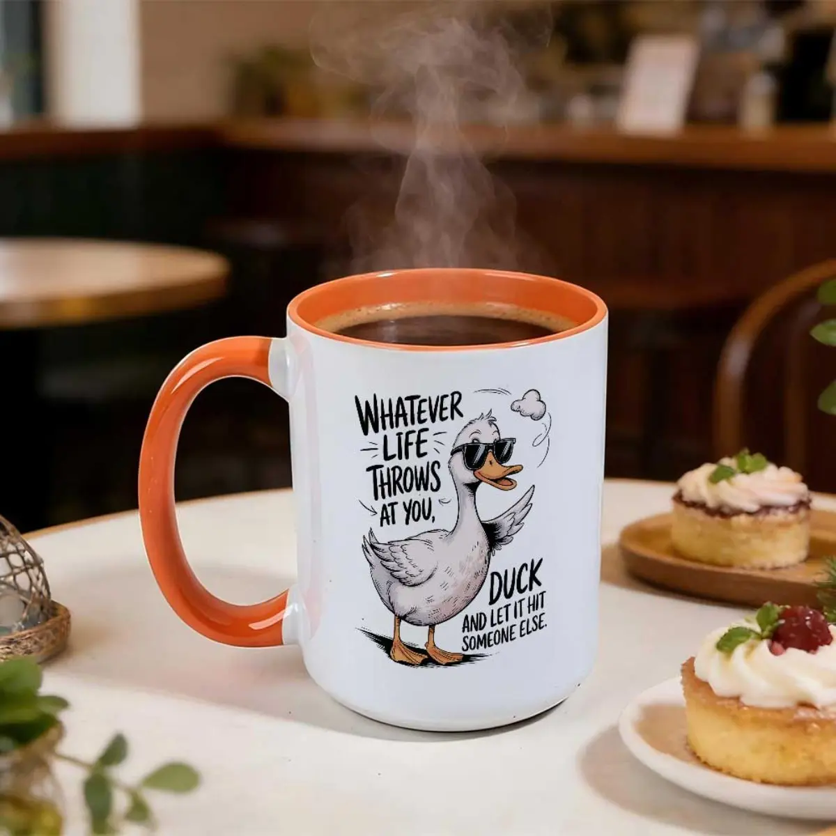 1pc 15oz Ceramic Coffee Mug with Life Is Rushing Towards You. The Duck Can Handle It Calmly. Let It Hit Someone Else Instead. Print Practical Durable Functional Practical Elegant Practical Great for Modern Mug Ceramic Coffee Mug Daily Use for Men
