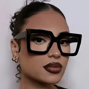 Women's Full Rim Square Statement Frame Glasses - 1 Pair Plastic Nylon Eyewear Fashion Casual Frames for Daily Wear
