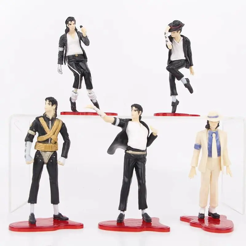 5 Pcs/Set 10.5-11.5cm Michael Jackson Figure, Unisex Anime Periphery Moonwalk Model, Desktop Decoration, Dancer Themed Gift Toy