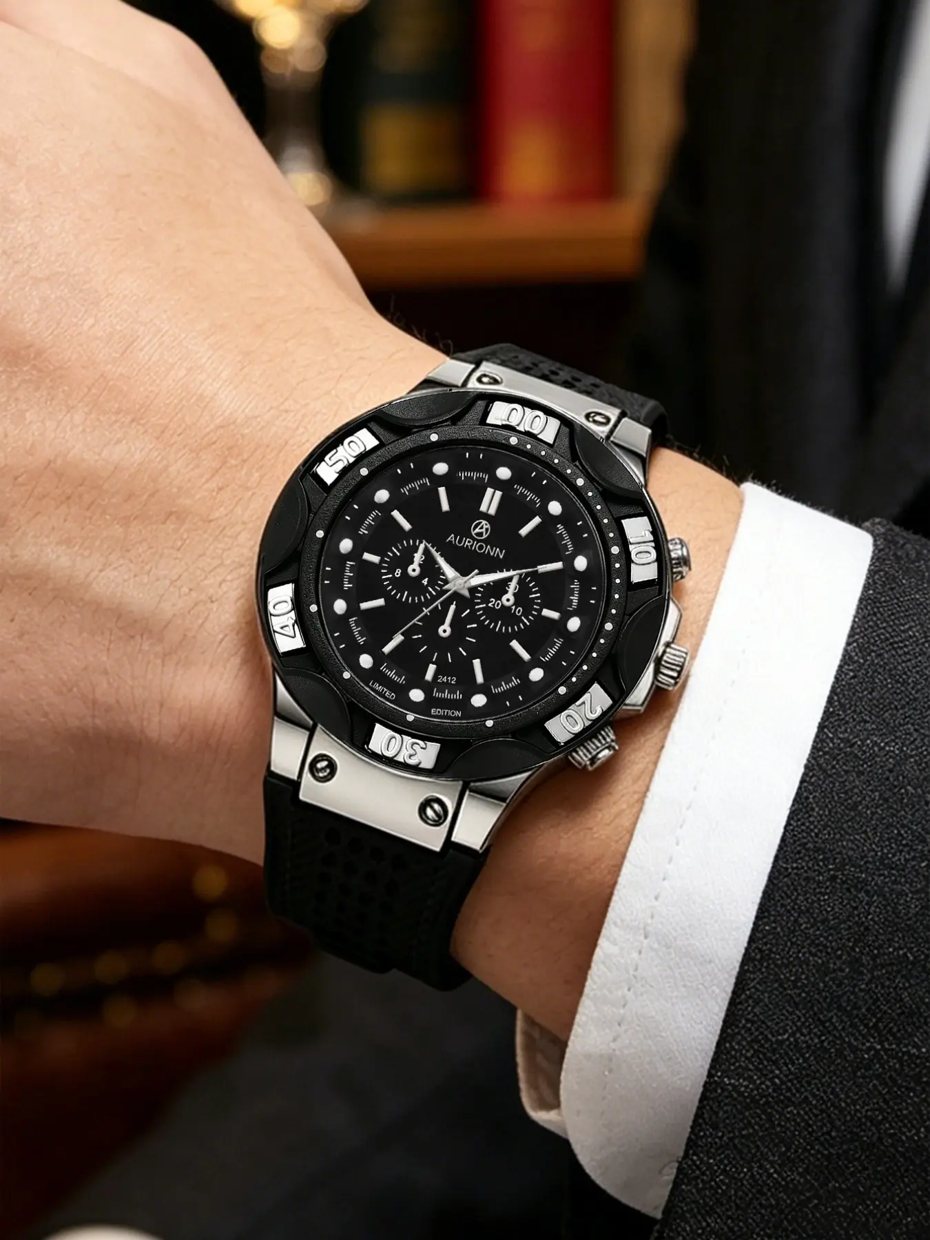 Men's Casual Silicone Strap Quartz Watch, Large Dial, Analog Face, Round Shape, Hardlex Glass, All Seasons Gift