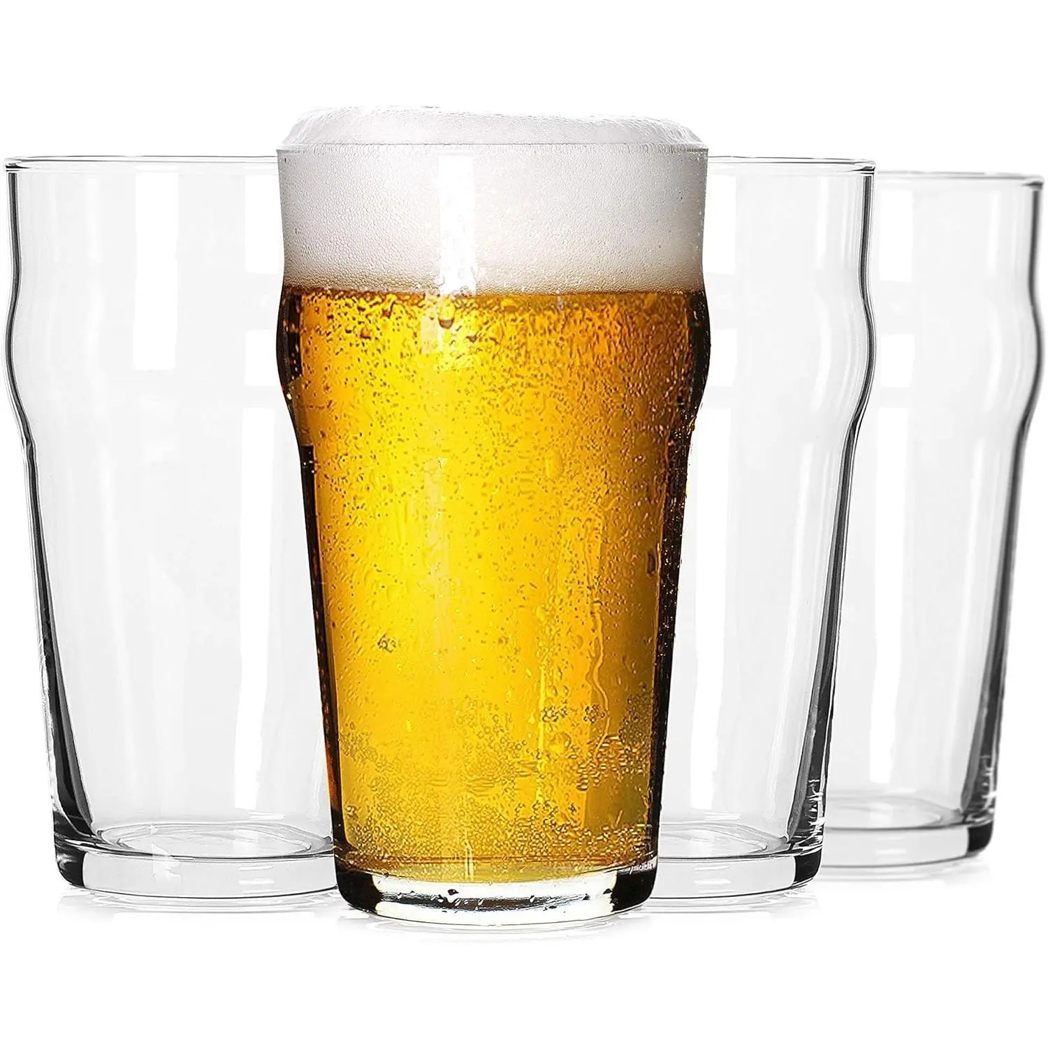 20oz British Pint Beer Glasses, 4 Pack Stackable Drinking Glasses for Cold Beverages, Pilsner IPA Glassware, Beer Gifts for Men