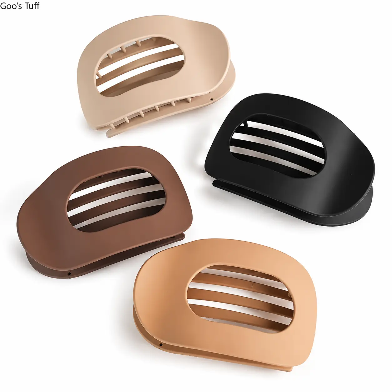 Women's 4-Pcs Minimalist Flat Claw Clips Set - Acrylic Plastic Barrettes, Strong-Hold No-Crease Hair Accessories for Thick & Thin Hair, Everyday Wear & Party Use