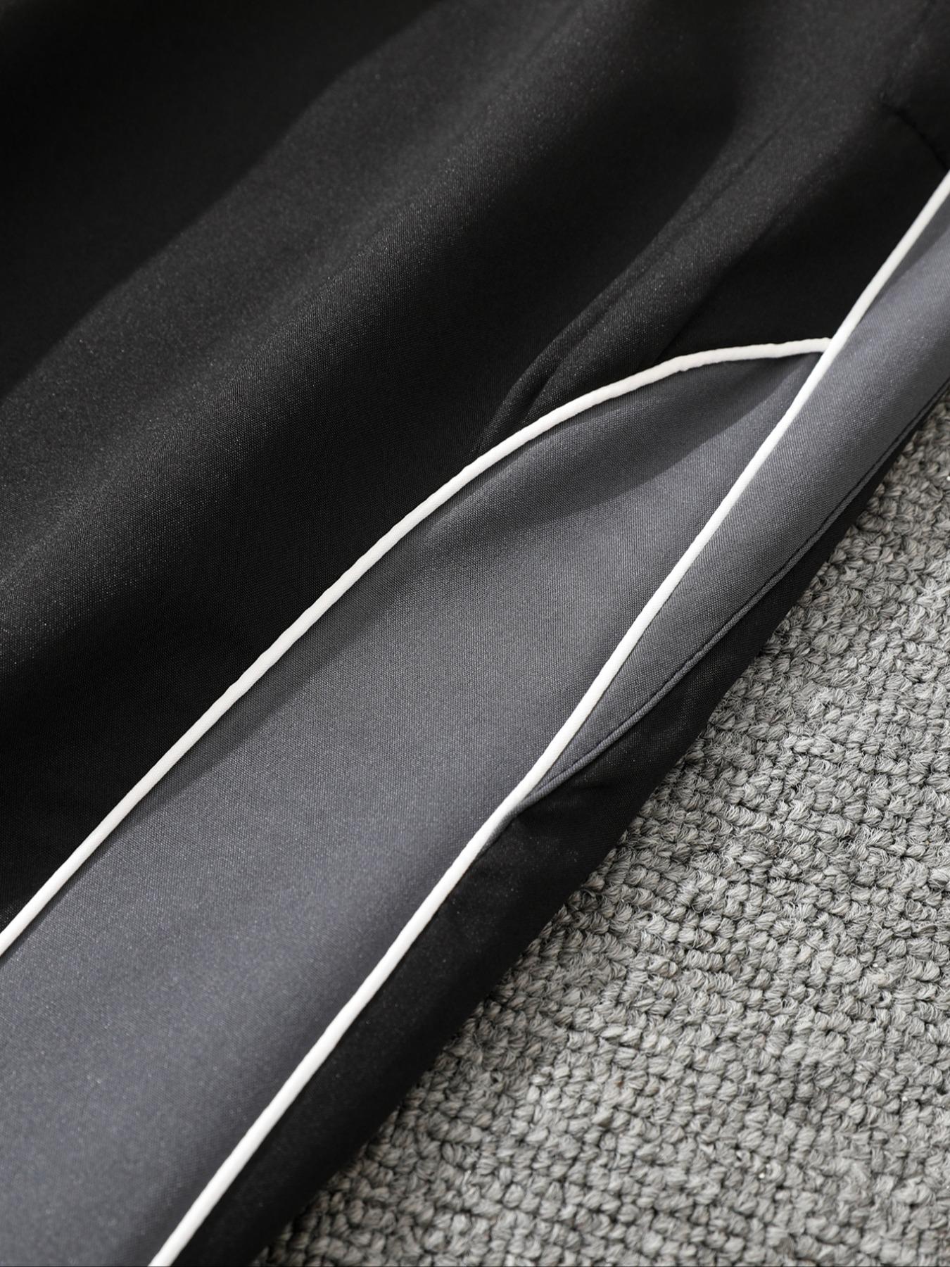 Men's Fashion Casual Sports Pants, Side Color Block Patchwork, American Vintage Style, Adjustable Elastic Waistband, Daily Wear, Breathable Athletic Bottoms