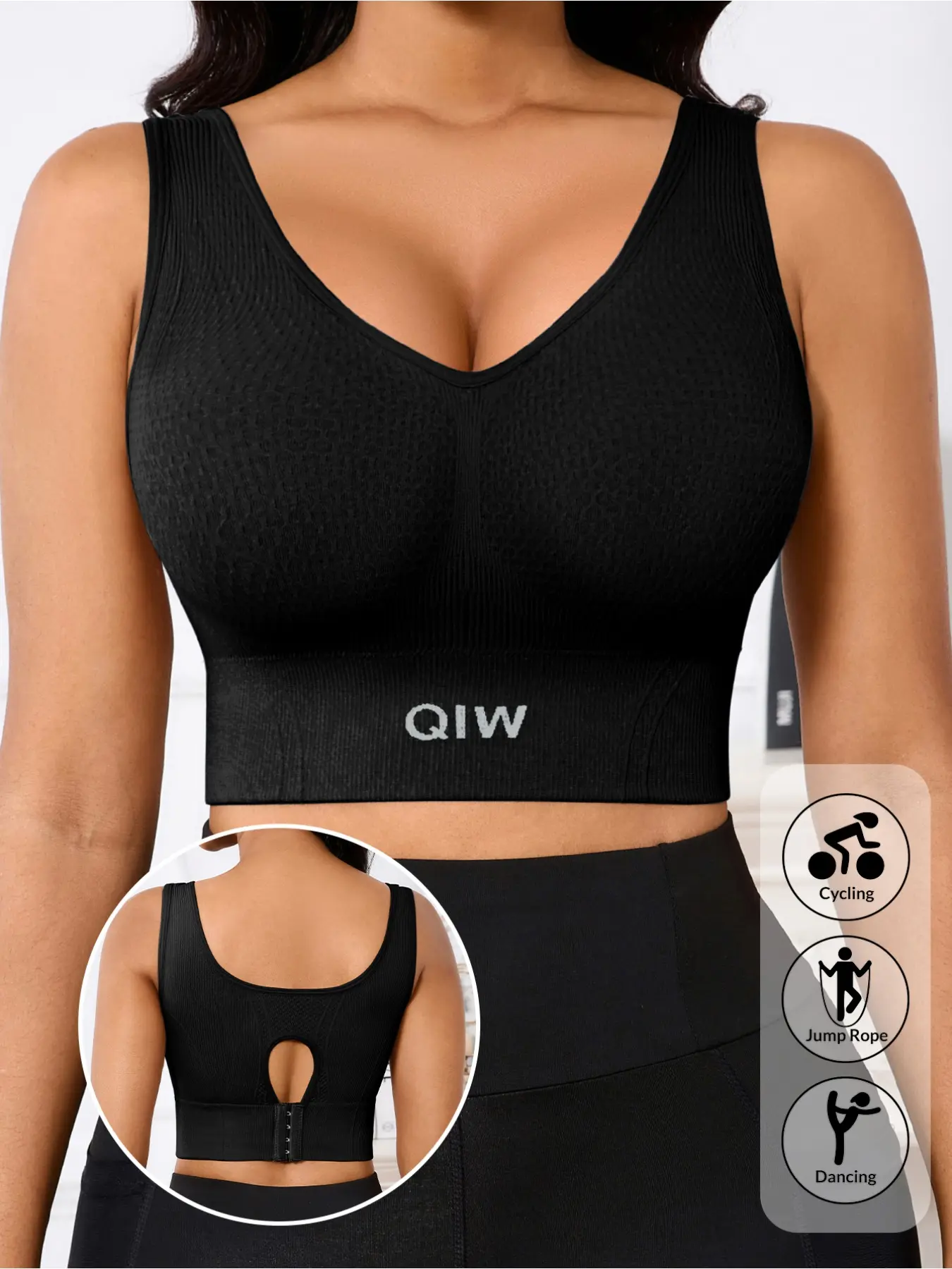 Comfortable Anti-Downward Bra, Ultra-Thin Wireless Sports Bra, Medium Support, Backless Plunge Style, Ideal for Gym and Yoga