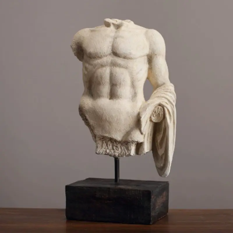 Ancient Greek Man Half-Body Resin Sculpture, Vintage Stone Texture with Base, Classic Art Portrait, Home Decor, Home Decoration Collectible, Gift for Art Lovers