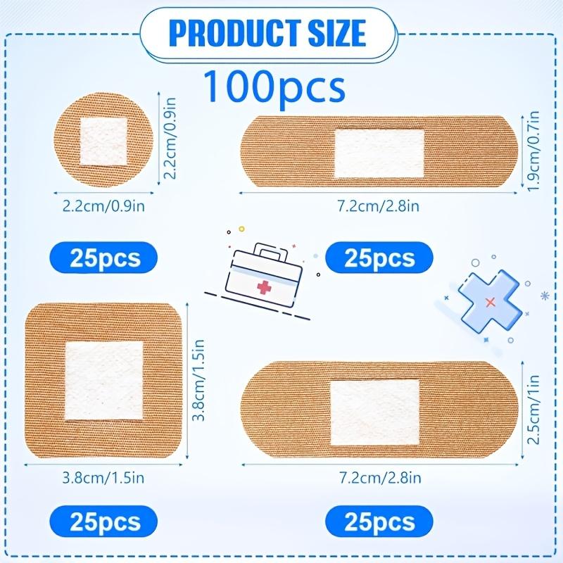 100/200pcs Flexible Fabric Adhesive Bandages Bulk Assorted Bandages Breathable Bandages Fingertip Bandages for Finger Wound Family First Aid Skin Wrap (4 Styles)