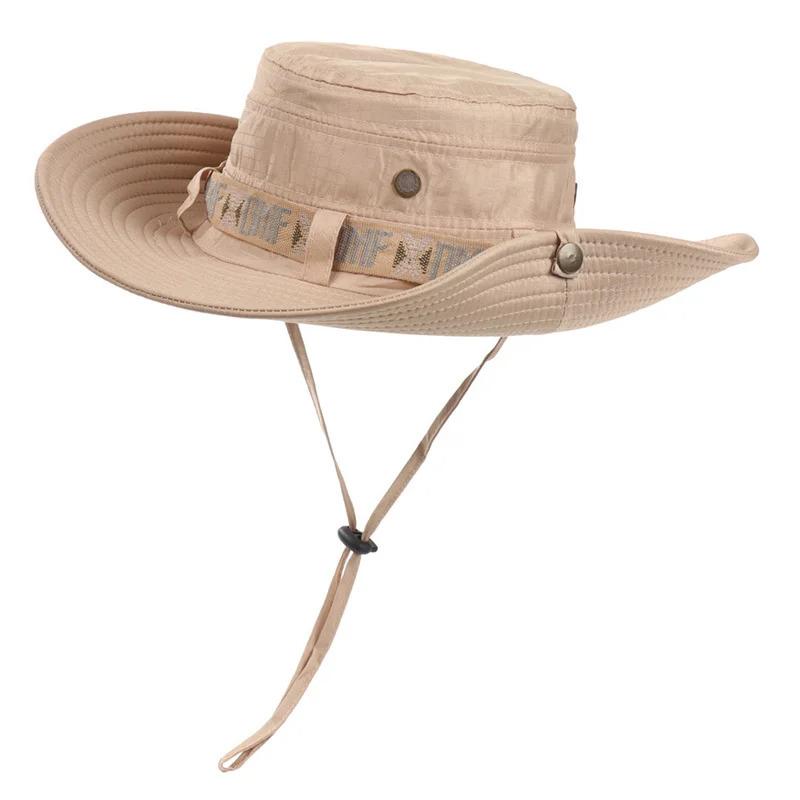 Summer Men Women Breathable Bucket Hat Outdoor UV Protection Wide Brim Panama Hat for Safari Hunting Hiking Mesh Fisherman Caps