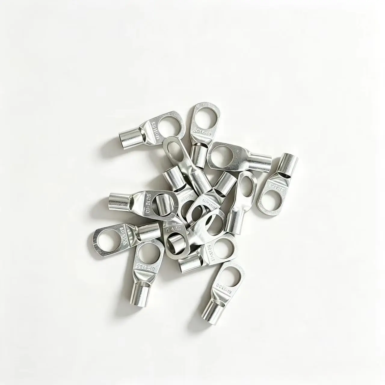 Sc16-10 Battery Terminal Connectors, 15-Pack M10 Screw Hole Tin-Plated Copper Wire Lugs, 16mm² Cable Terminals, Car Battery Connector