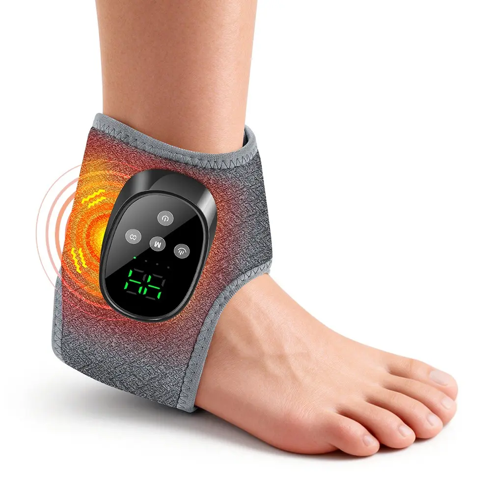 Electric Ankle Joint Vibrating Massager, 4 Modes 4 Strength Levels, Heating Pad, Rechargeable, Universal for Left and Right Feet