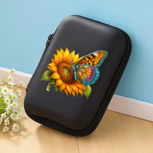 The beautiful combination design pattern storage box of sunflowers and bright butterflies is a must-have for work and travel! Very suitable for storing small items such as headphones, data cable chargers, etc., with cable organization and protection.