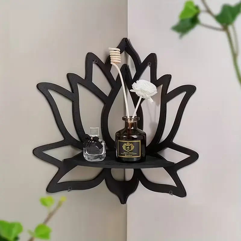 1PC Creative Lotus Corner Cabinet, Decorative Art Style, Matte Finish, Wall-Mounted Design, Home Decoration & Wall Accent
