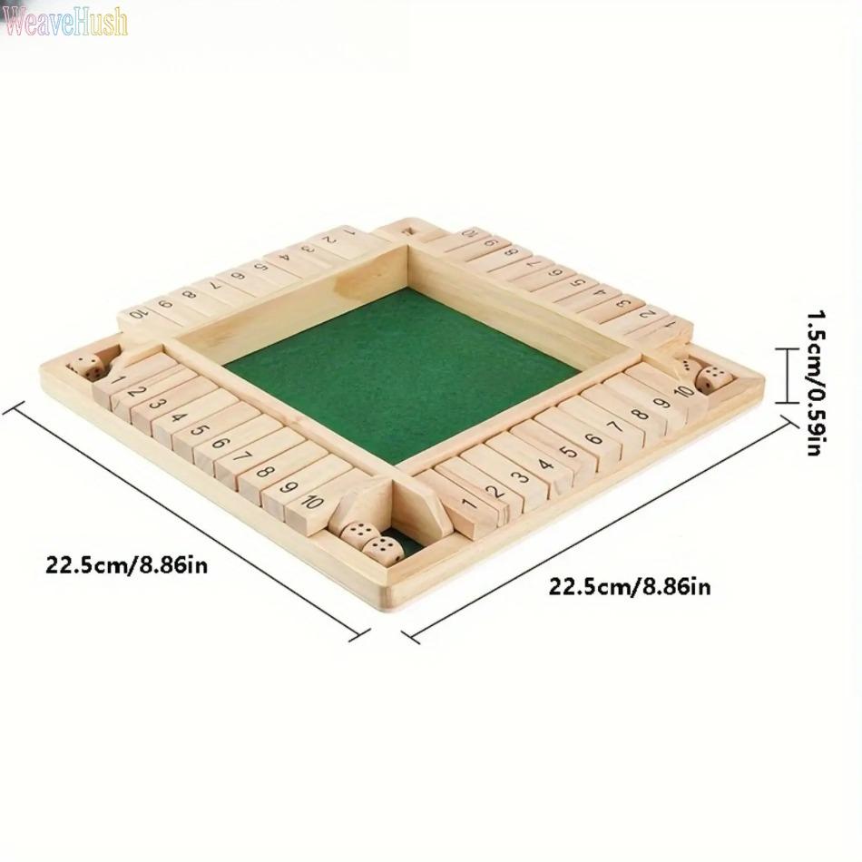 Classic 4 Sided Wooden Board Game with 2 Dice, Traditional Tabletop Pub Game Set, Portable Vintage Wooden Bar & Family Game, Classic Interactive Strategy Game for Home, Parties, Pubs & Gatherings, Fun Indoor Outdoor Tabletop Game for Adults & Kids