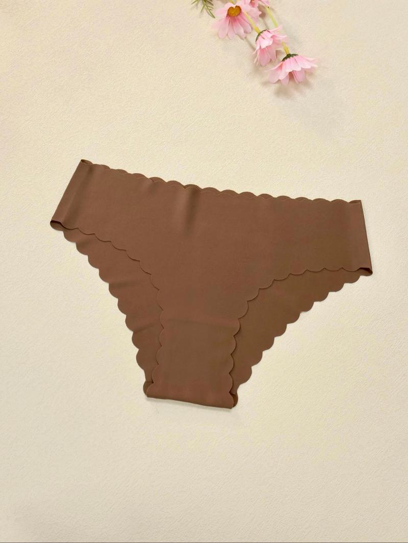 Women's Leopard & Heart Print Underwear Set, Ultra-Thin Seamless Low-Waist Sporty Panties, Quick-Dry Wave Hem Design, All Seasons