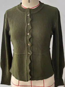 Military Lace Trim Waistcoat Knit Sweater, Women's Fashionable Open Front Cardigan, Stylish and Comfortable Outerwear