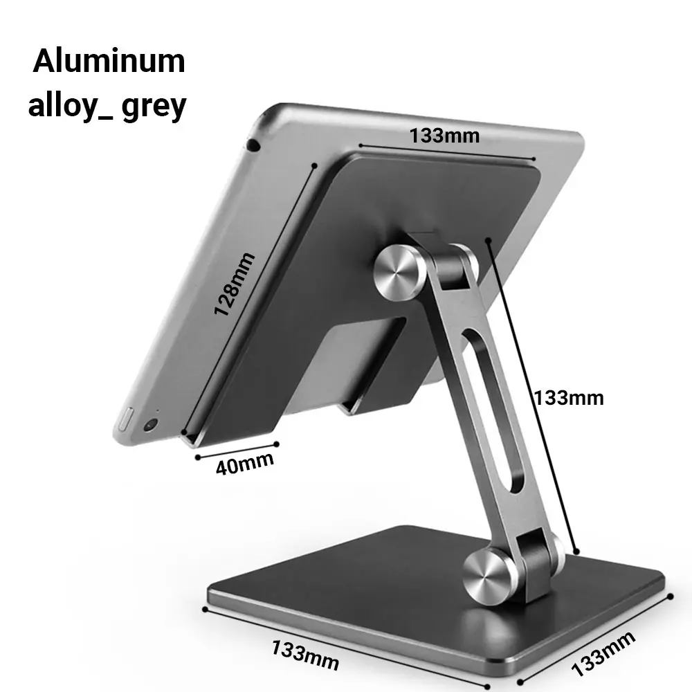 MT134 Aluminum Alloy Tablet Stand Adjustable Durable Holder for Desk Portable Foldable Tablet Mount Compatible with iPad Pro Air Samsung Tab