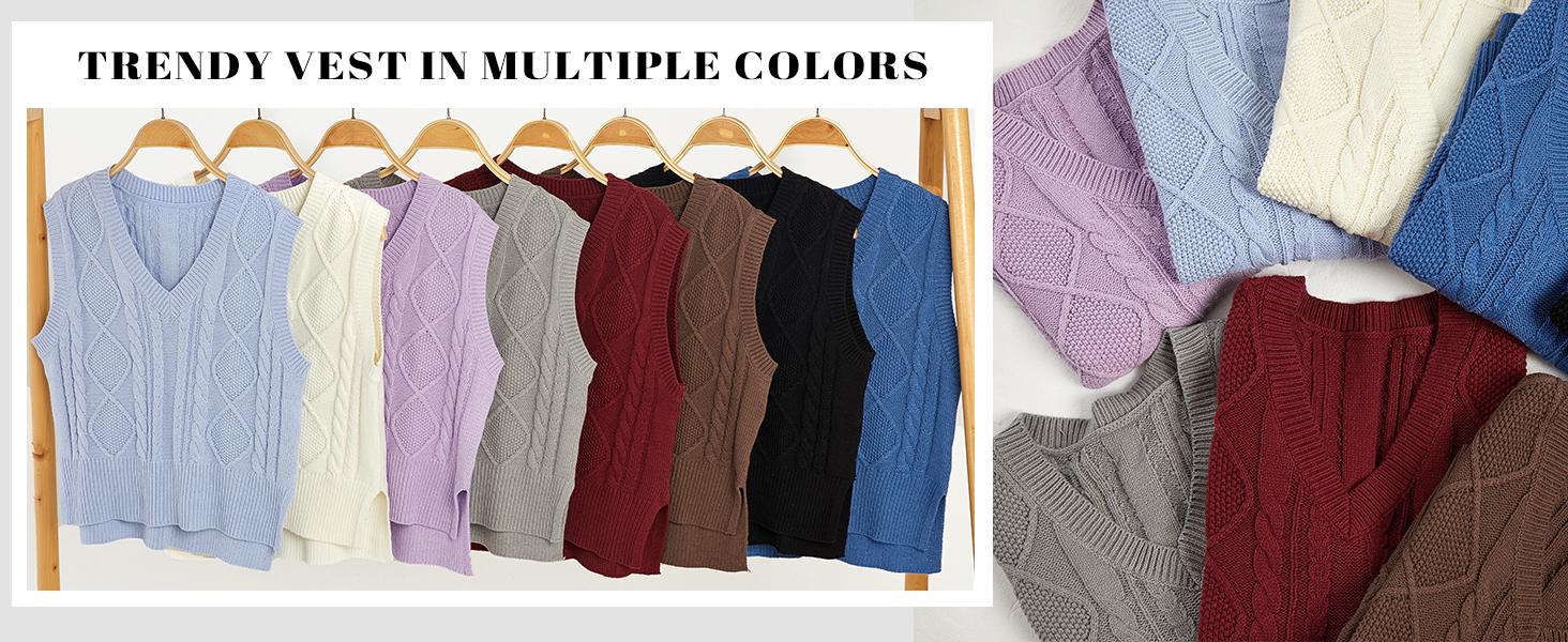 Sweater Vest for Women V Neck Sleeveless Knit Solid Casual Ribbed Preppy Pullover Tops