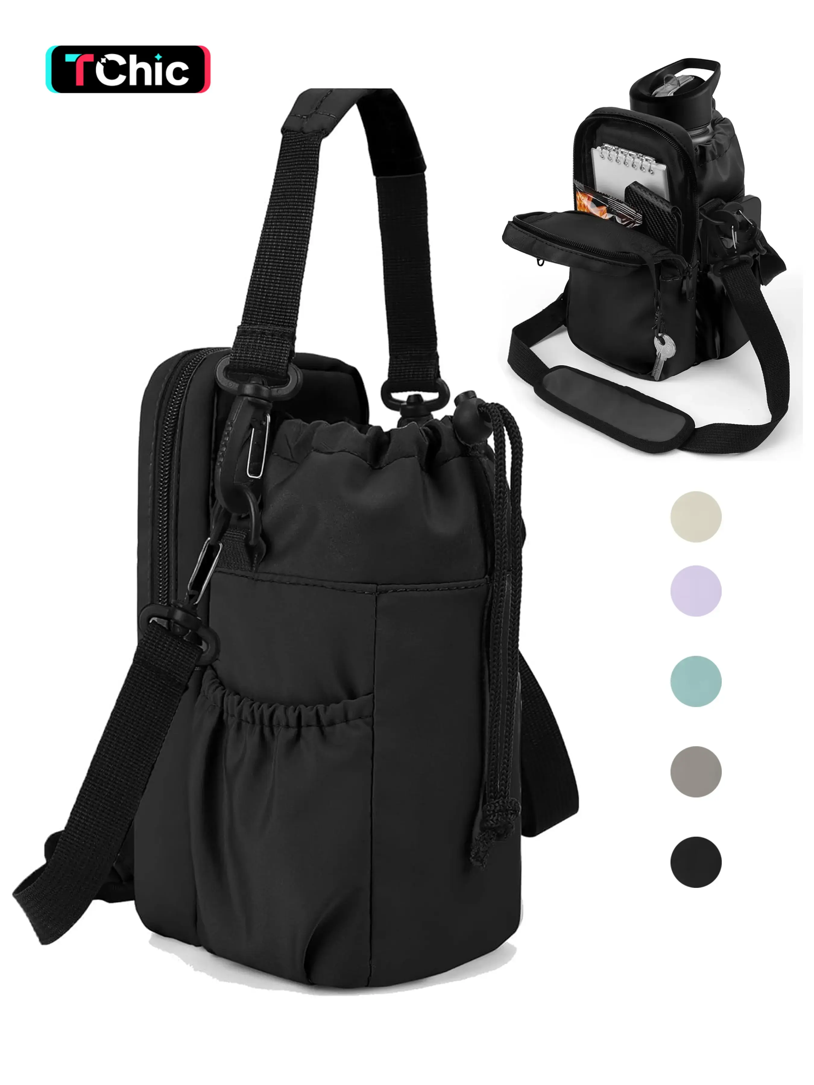 Water Bottle Holder with Strap, 32/40oz Insulation Water Bottle Carrier Bag with Phone Pocket, Water Bottle Sling Bag Crossbody Water Bottle Holder for Hiking Walking, Outdoor Sports Water Bottle Bag, Shoulder Water Bottle Bag, Outdoor Travel Hiking Bag