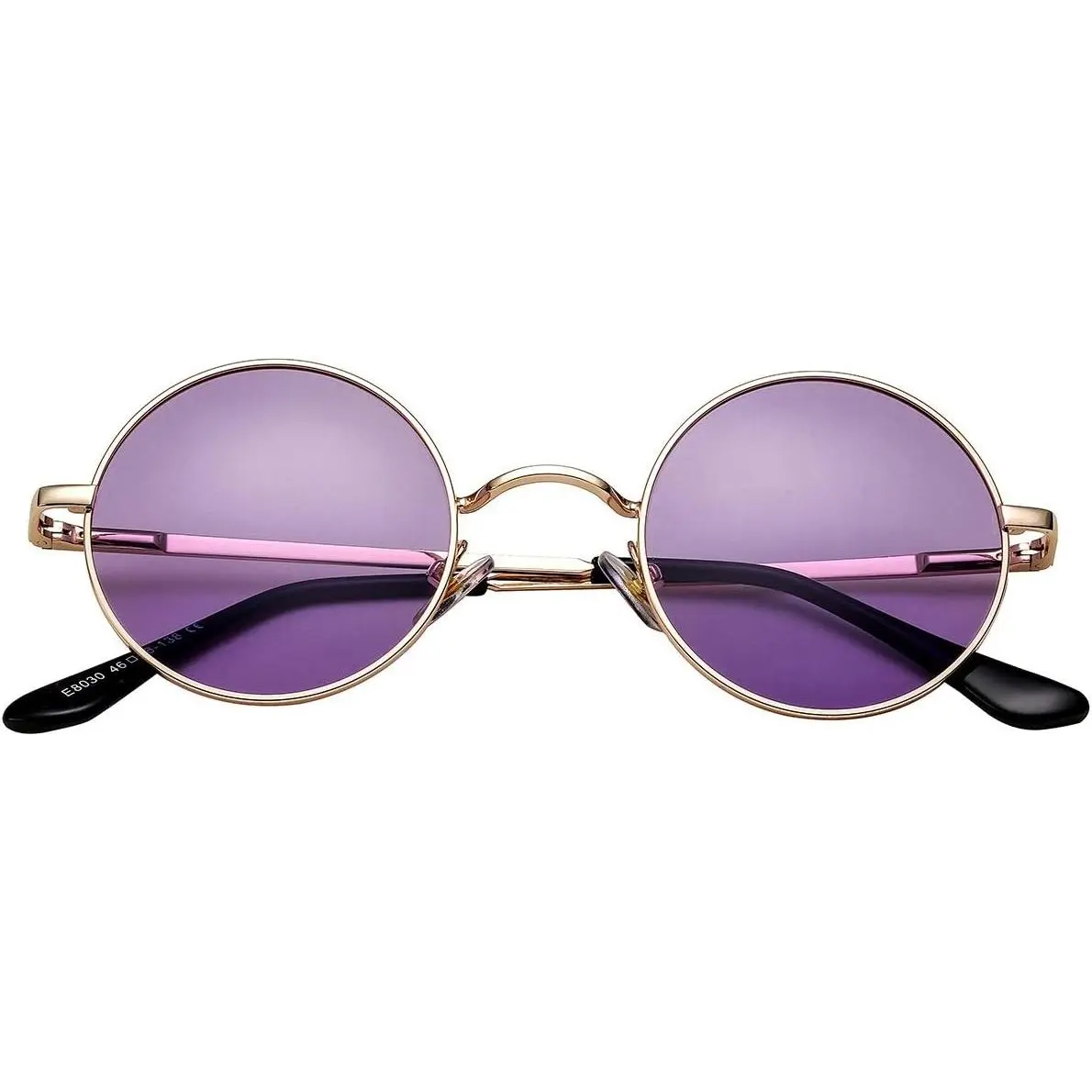 Classic Retro Round Polarized Sunglasses for Men Women - Hippie Style Small Circle Sun Shades, Fashion Costume Accessories, Red Purple Blue Tinted LensesGift