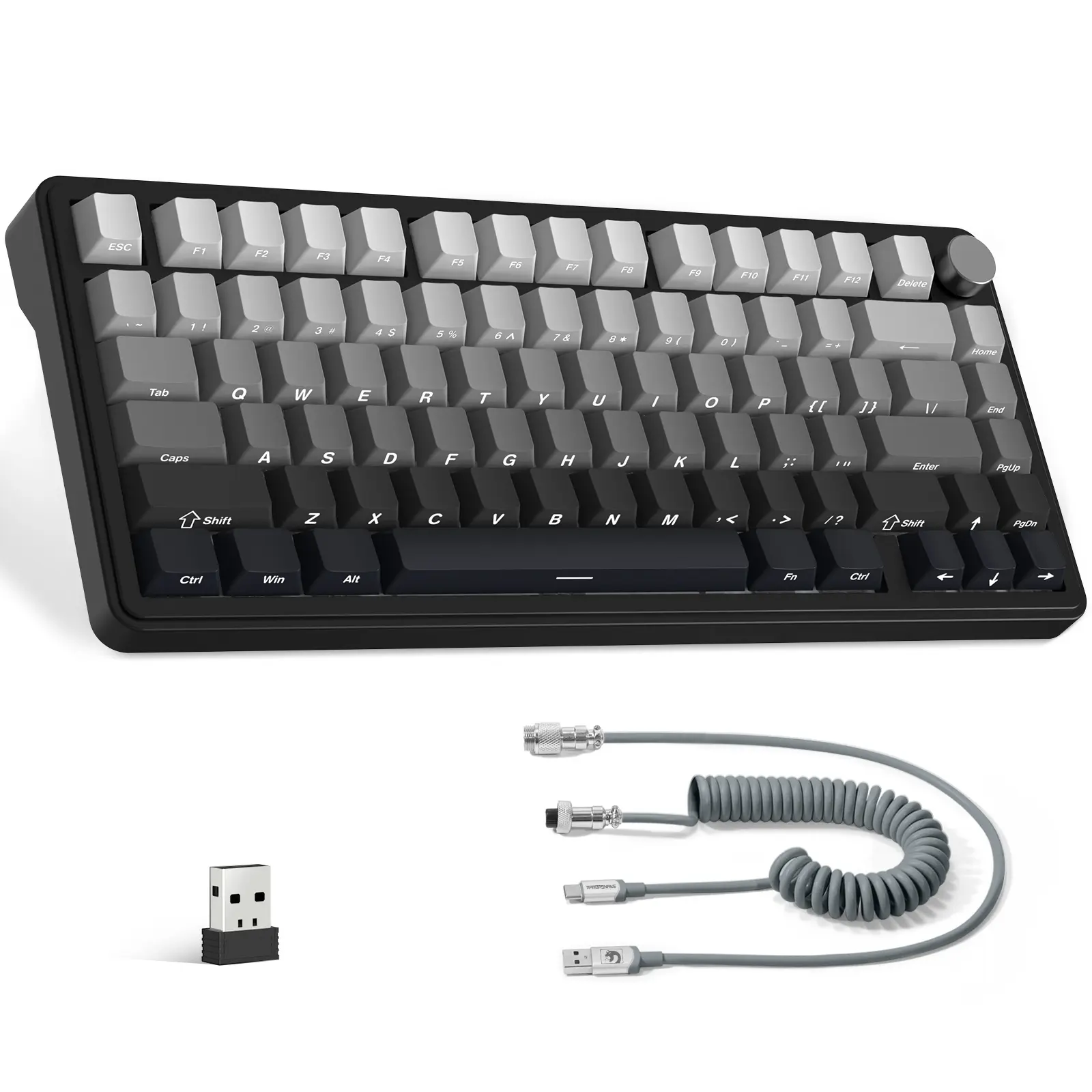 X85 75% Mechanical Keyboard, Wireless Keyboard with Cherry Profile Side Print PBT Keycaps, Custom RGB Gaming Keyboard with Coiled Cable for Win/PC/MAC
