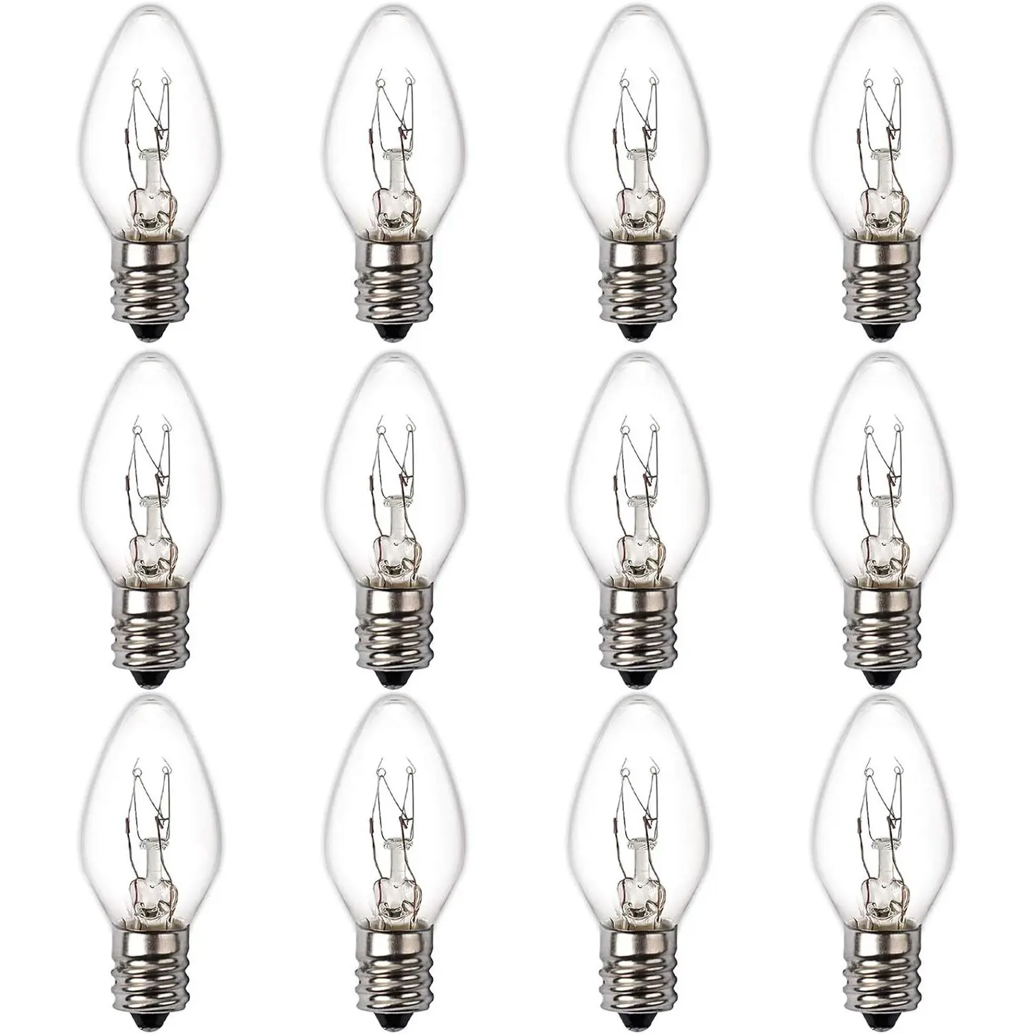15 Watt Himalayan Salt Lamp Bulbs, 12Pack Dimmable Night Light Bulbs with E12 Base, for Rock Salt Lamp, Warmer Wax Diffuser, Candle Warmers