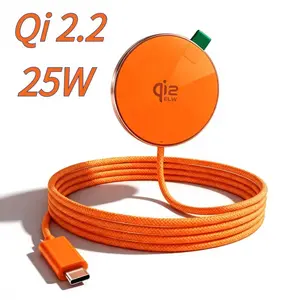 Qi2.2 25w Wireless Charger, Ultra-Thin Design, 1m Braided Cable, Magnetic Fast Charging for Apple Devices, Compatible with iPhone