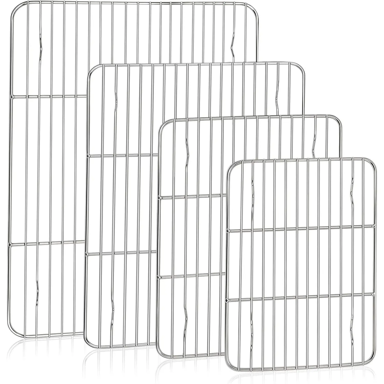 Cooling Rack,  Stainless Steel Baking Rack for Oven | 15.3/ 11.6/ 9.8/ 8.7 Inch Wire Roasting Rack for Baking Pans, Cookie Cupcake for Christmas Holiday, Dishwasher Safe - 4 count