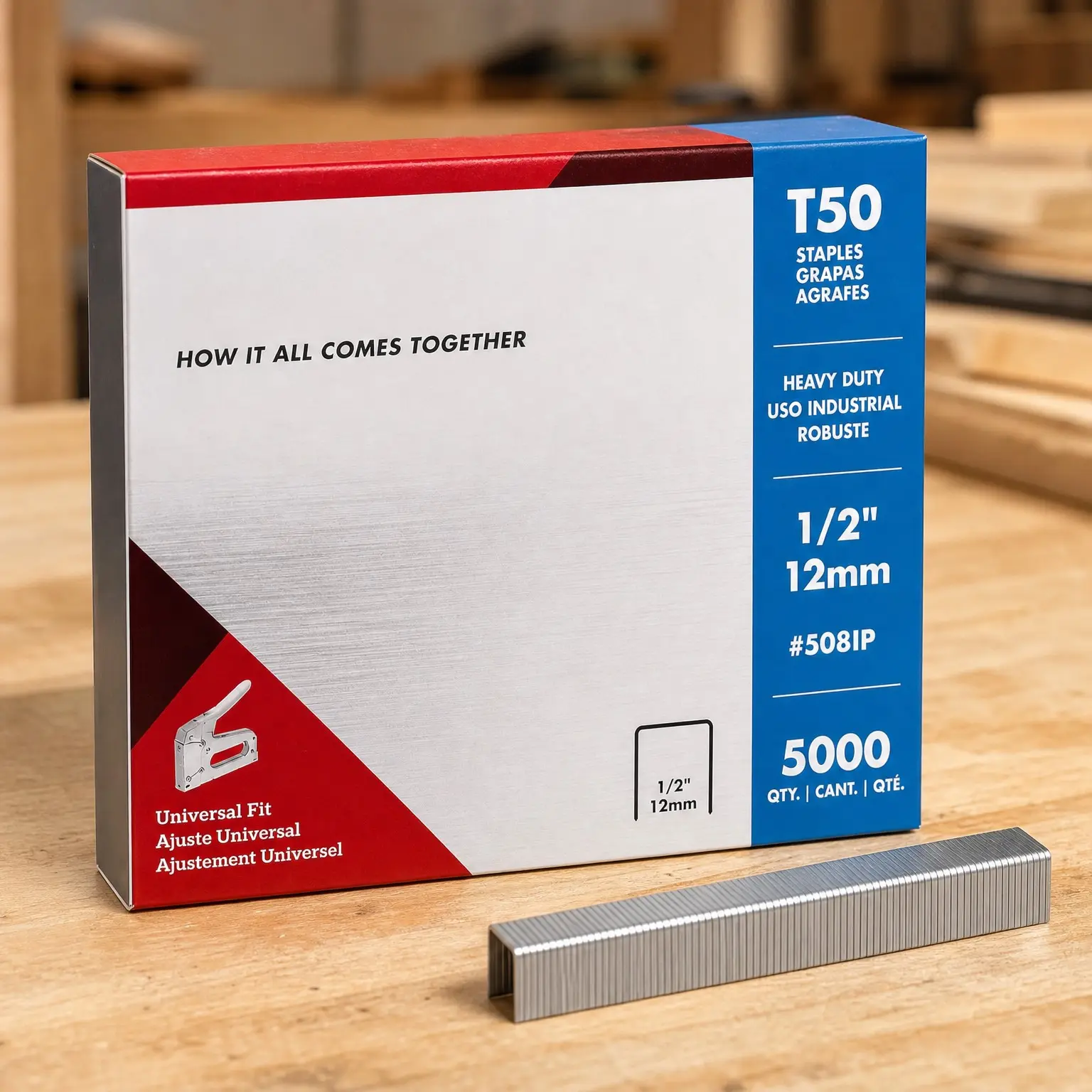 Heavy Duty T50 1/2-Inch Staples (508IP) for Upholstery, Construction, Furniture & Crafts, 5000-PackGift