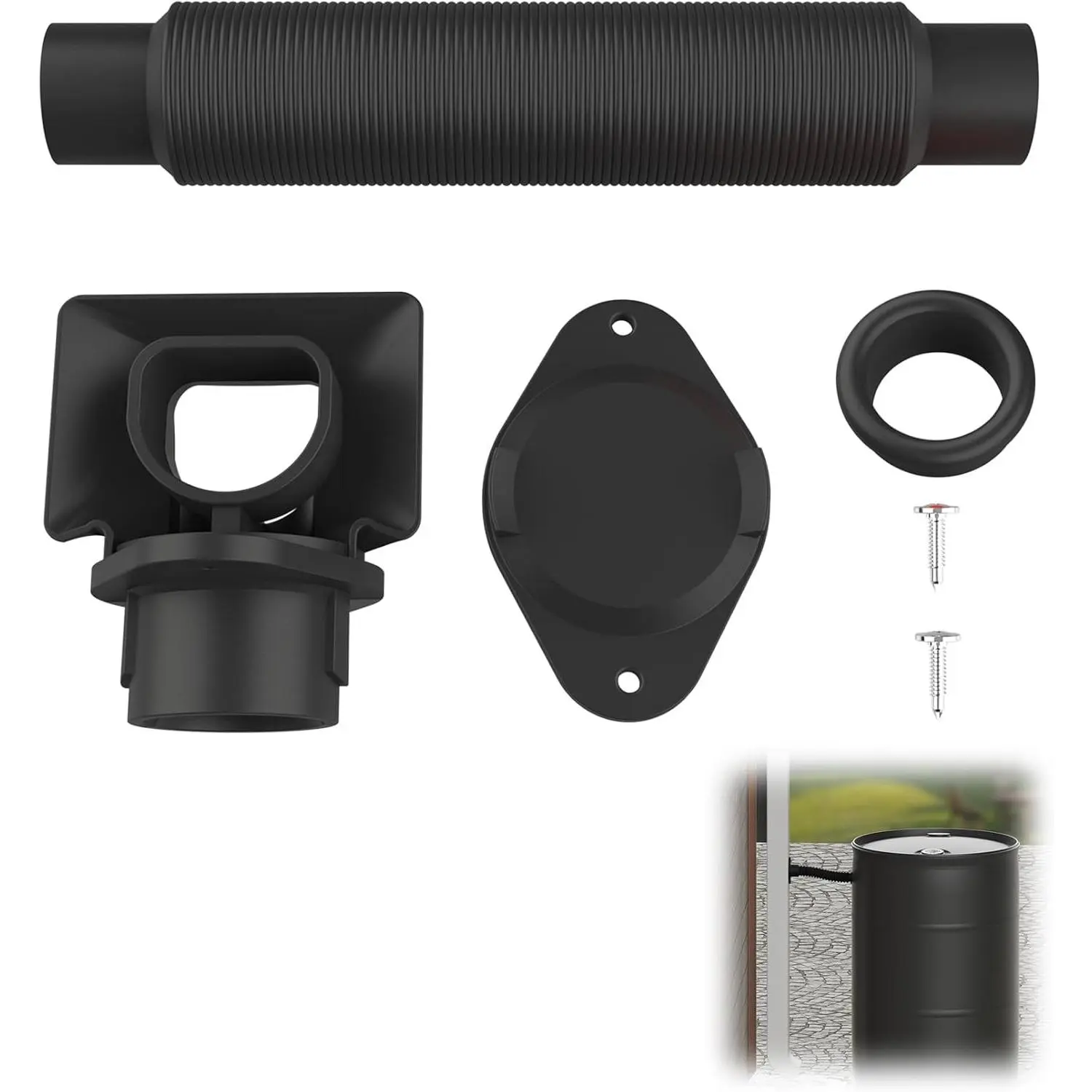 Rain Barrel Diverter Kit-Rain Barrel Downspout Diverter for Rectangular Downspouts, Collecting Clean Rainwater, Easily Turn Plastic Containers into Rain Barrels, Easy Installation Without Dismantling