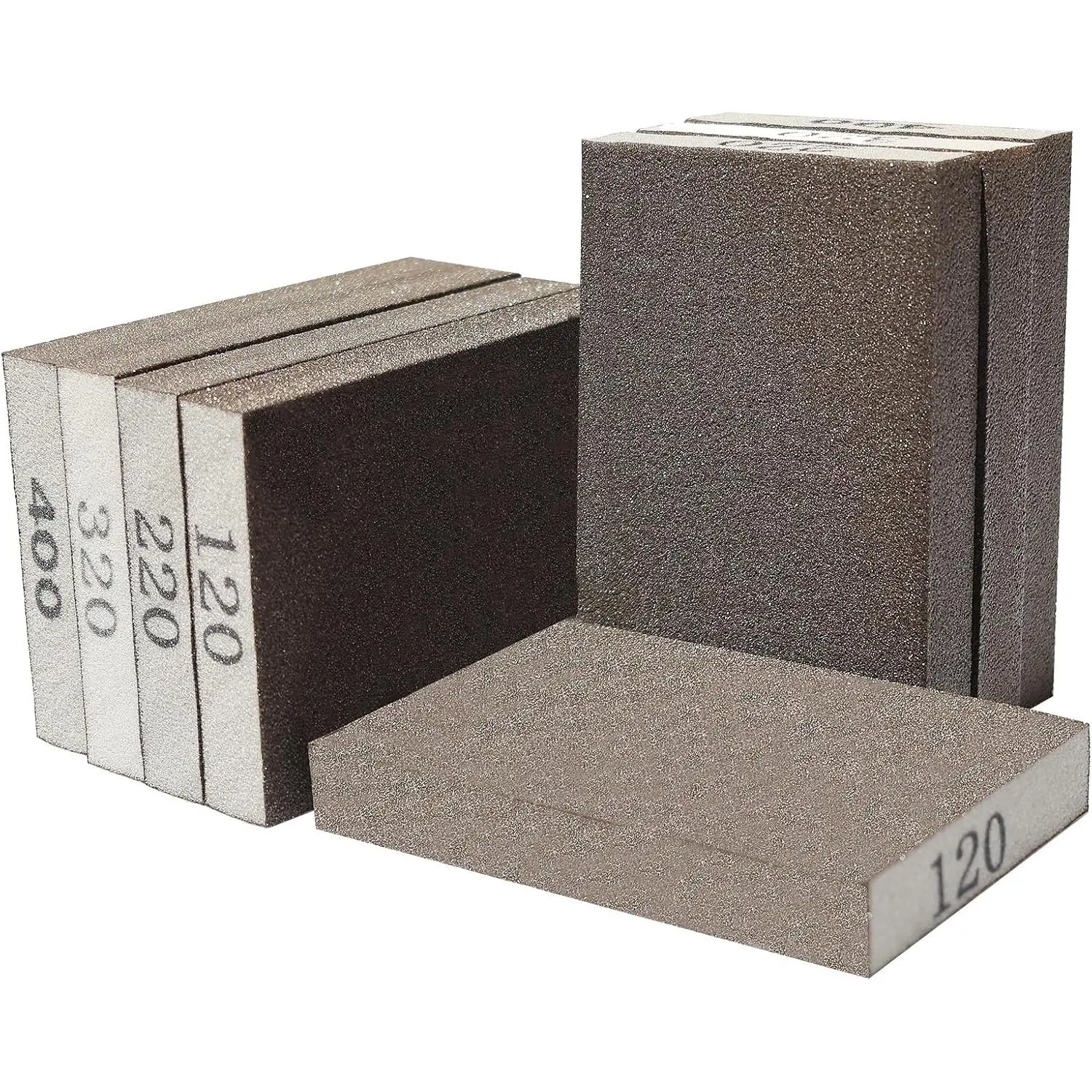 8 Pack Hand Sanding Sponge Set -120 220 320 400 Grit- Coarse Medium Fine Grit Sanding Block, Sander Sponges for -Working Drywall Metal, Washable and  Sponge for Rust Removal Polishing