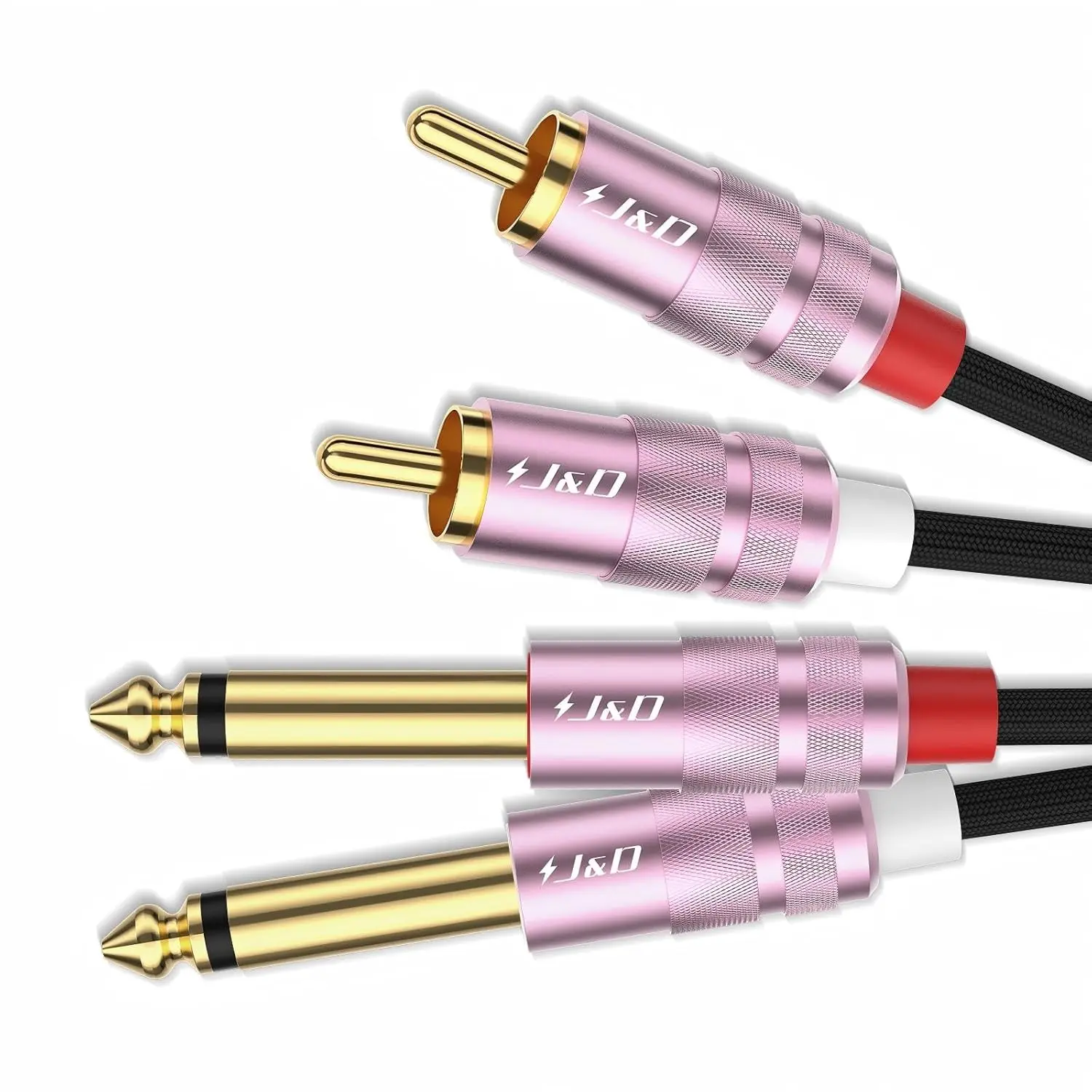 RCA to 1/4 Inch Cable, Nylon Braided Audio Cable, Dual 1/4 inch TS to Dual RCA Stereo Audio Interconnect Cable, Gold Plated Audio Connector for Amplifiers, Instruments, Audio Equipment, 6 feet,Protective,Case,HDMI,Splitter,Ultra,Android Smart,sound,effect