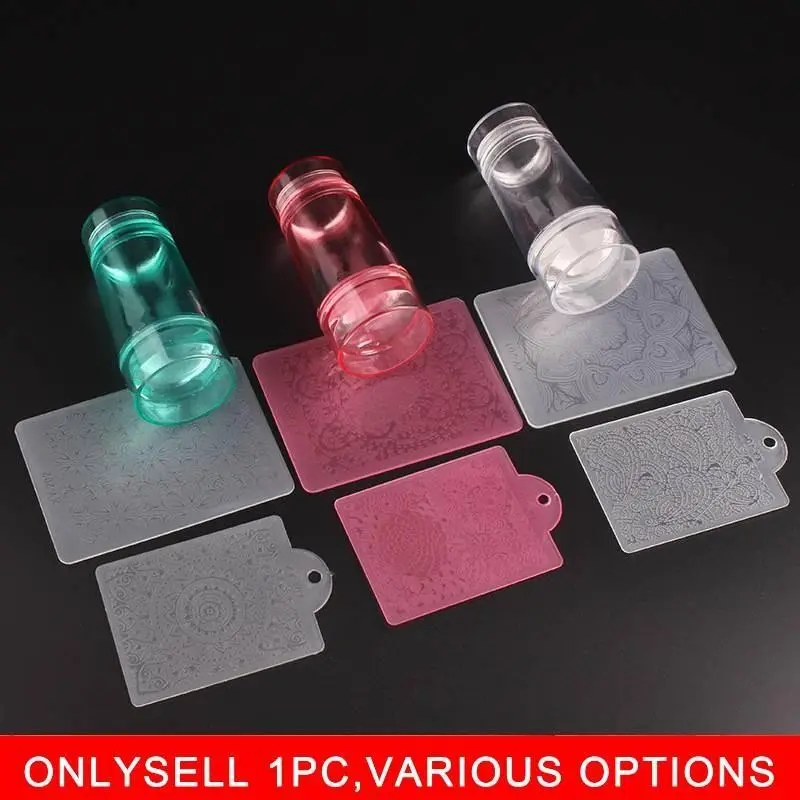Large Size Double-Sided Nail Art Stamper Fast and Easy French Tip Nail Art Nails Stamping Jelly with Scraper Manicure Nail Art Tool Diy French Manicure Nail Art Supplies