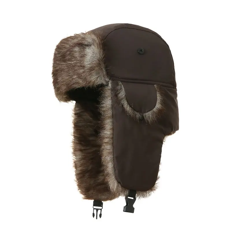 Velvet Trapper Winter Hat, Trending Padded Cotton Aviator Cap with Ear Flaps, Polyester Cotton Water Resistant Hunter Hat, Windproof Cold Protection Warm Headwear, Practical Accessory for Hiking Skiing Daily Outdoor Winter Activities