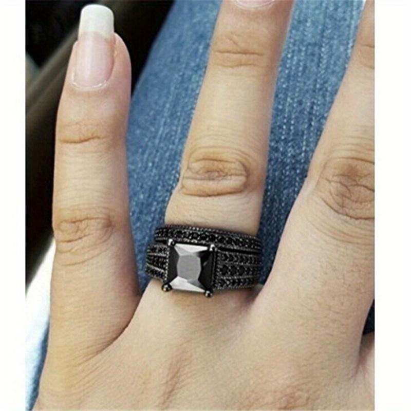 Stylish Couples Ring Set - Durable Stainless Steel with Sparkling Black Cubic Zirconia - Romantic Anniversary Gift for Him and Her - Hypoallergenic & Scratch-Resistant Design Stylish Couples Ring Set - Durable Stainless Steel with Sparkling Black Cubic Zirconia - Romantic Anniversary Gift for Him and Her - Hypoallergenic & Scratch-Resistant Design