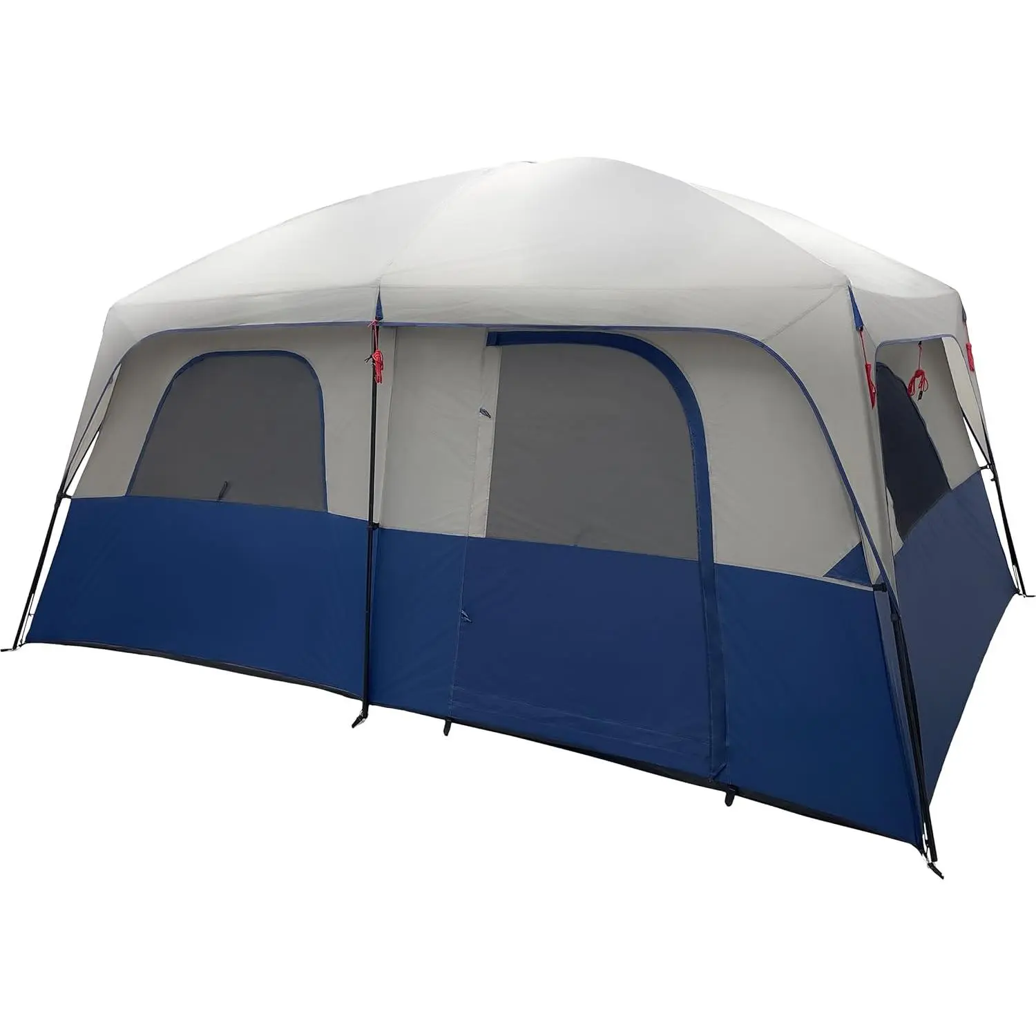 10 Person Camping Tent - Large Outdoor Tent with Room Divider and Rainfly - Family Camping House with 2 Doors and 4 Screen Windows by Outdoors (Navy)