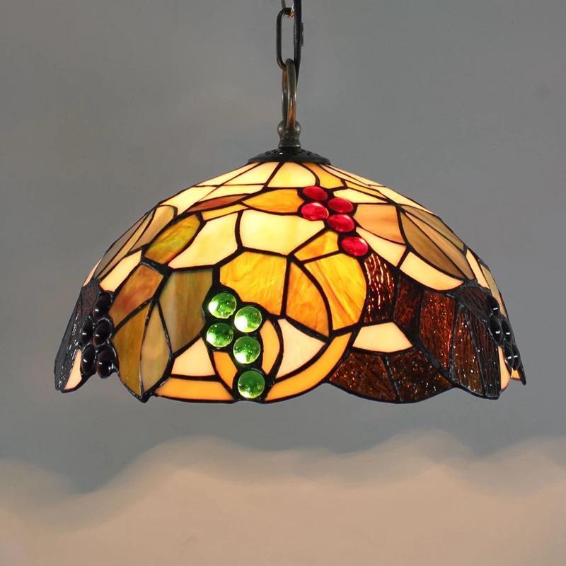 European-style vintage Tiffany colored glass bar restaurant chandelier creative country-style glass lantern