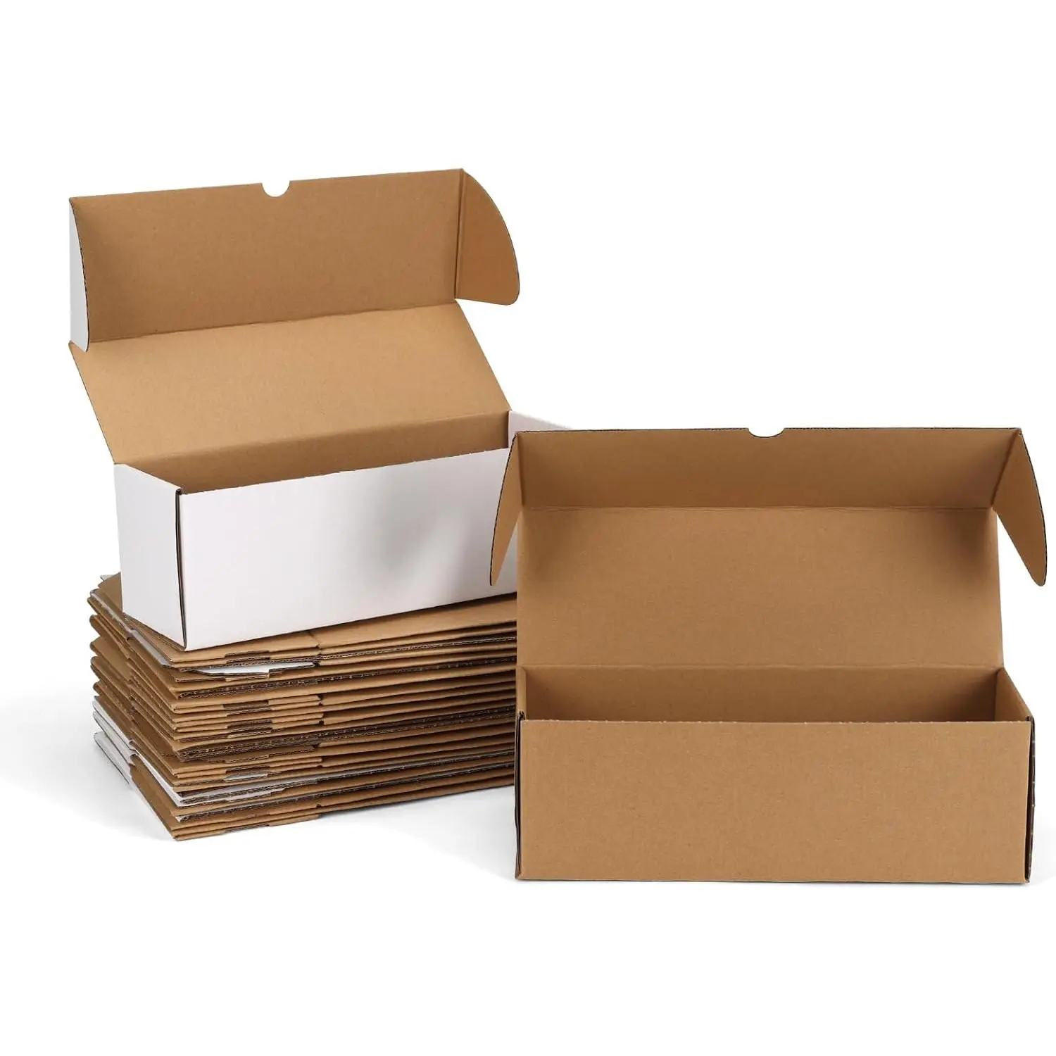 12x4x4  Color Shipping Boxes Set of 20, Corrugated Cardboard Mailer Boxes for Packaging Small Business Mailing Gifts, White Brown