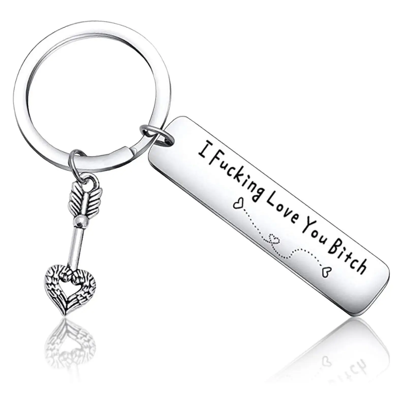 Wearable Mini Keychains, 2-Piece Silver & Black Engraved Stainless Steel Friendship Gift for Best Friends, Funny Birthday Present for Women, Name Engraved Keychains, Custom Keychains, Feminine Style Keychains