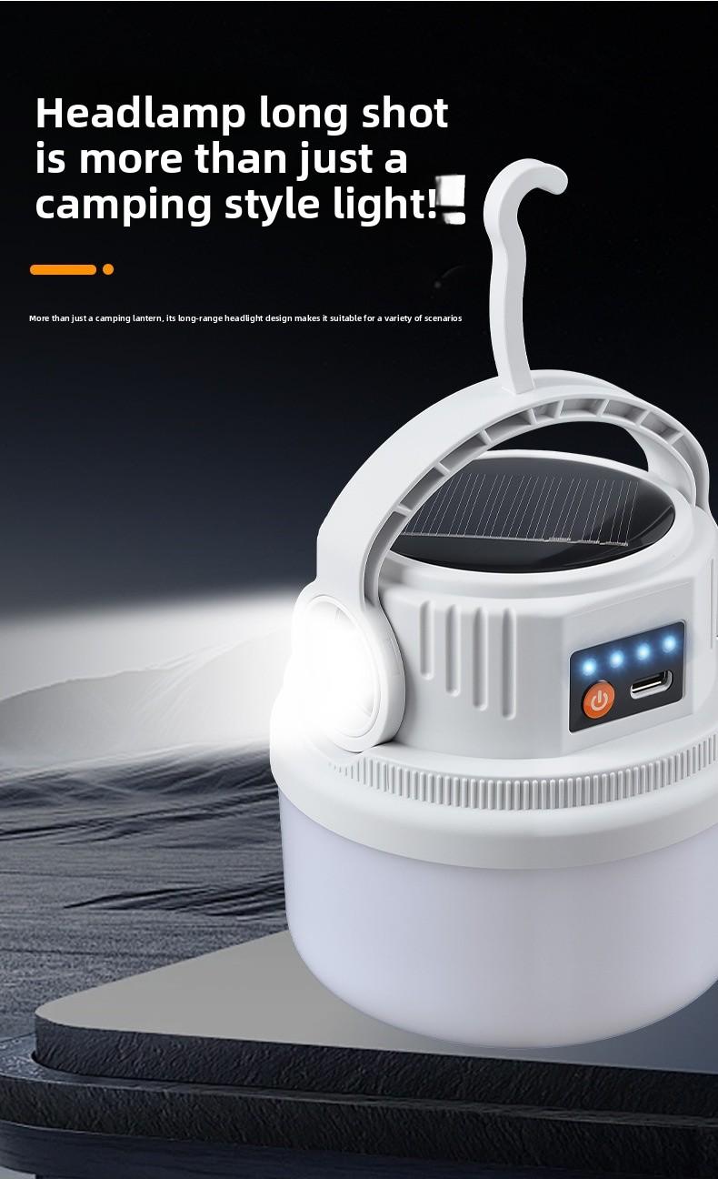 Solar Camping Lantern Outdoor Rechargeable LED Lights for Tent Emergency Home Use Portable Waterproof Lamp for Night Camping Party Hiking