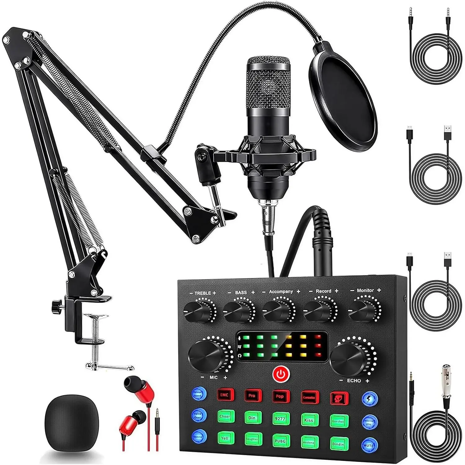ALSO GO Podcast Equipment Bundle, Podcast Microphone Bundle with BM-800 Microphone & V8s Sound Card, Recording Studio Equipment  Singing, Gaming, Live Streaming and YouTube Tiktok