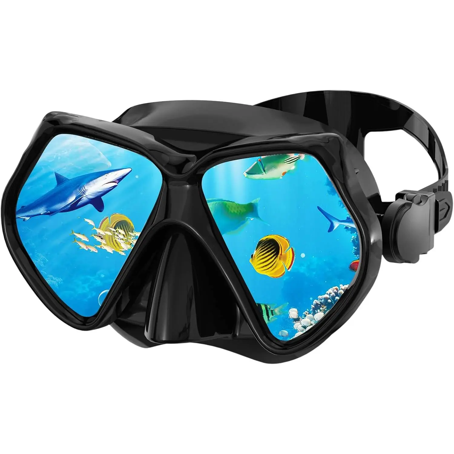 Adults Scuba Mask, Snorkel Diving Mask, Swimming Goggles with Nose Cover, Panoramic  Tempered Glass Dive Swim Snorkeling Gear Freediving No Leakage Anti-Fog