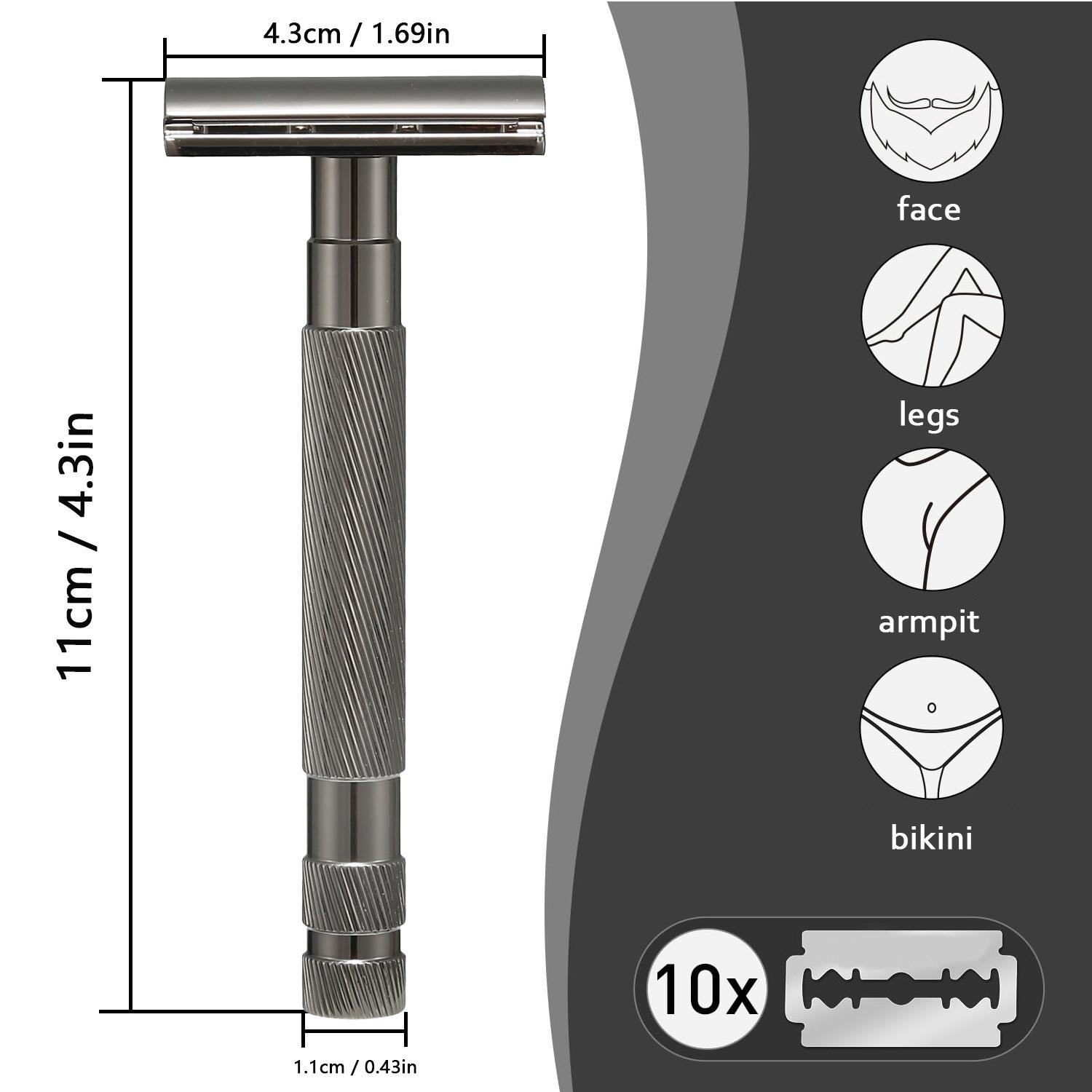 Two Sided Shaving Razor Classic Double-Sided Safety Razor Manual Shaving Razor Alloy Material ...